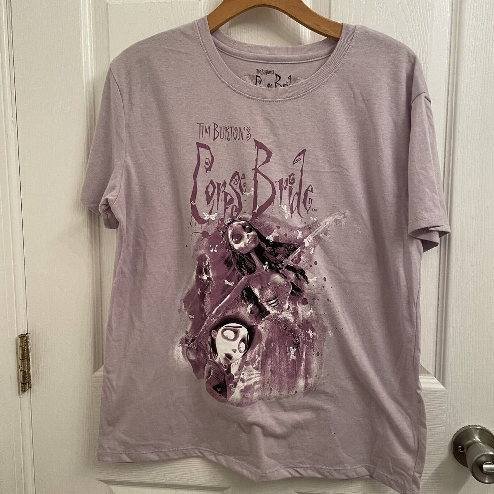 Tim Burton's Corpse Bride Purple Tee Short Sleeves 'Til Death Do Us Part size L